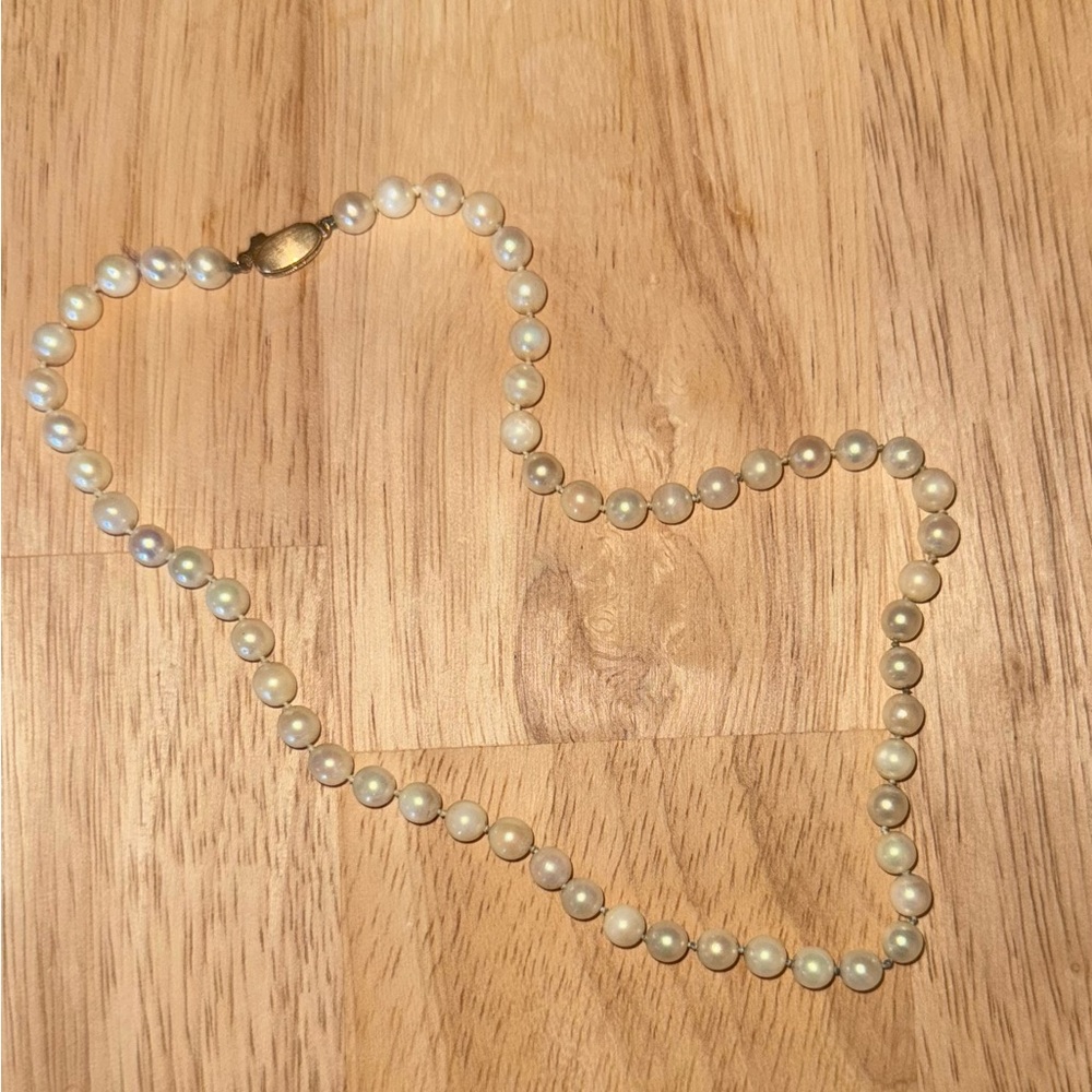 Authentic Pearl Necklace with Gold Clasp